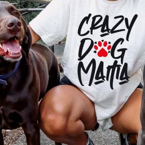 Lilicloth X Funnpaw X Manikvskhan Crazy Dog Mama Women's T-Shirt, color:White|size:L, Lilicloth.com