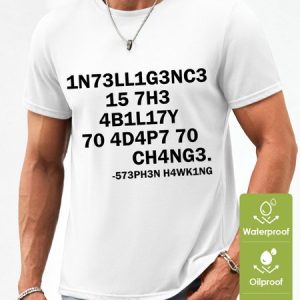 Lilicloth X Hynek Rajtr Intelligence Men‘s Waterproof Oilproof And Stainproof Fabric T-Shirt, color:White|size:3XL, Lilicloth.com