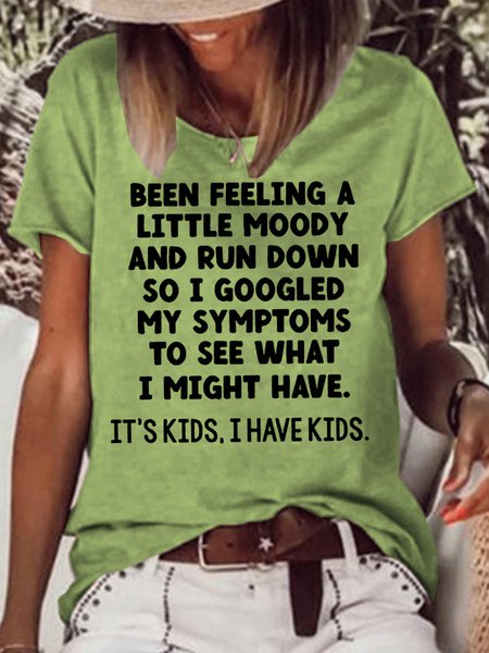 Womens I Have Kids Funny Letter Printed Casual Short Sleeve T-Shirt, T-shirts, Lilicloth.com