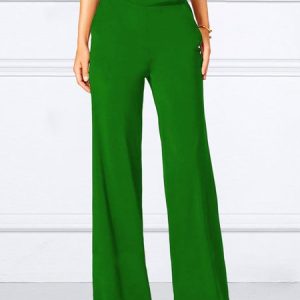 Regular Fit Urban Plain Fashion Pants, Pants, color:Green|size:XS, Stylewe