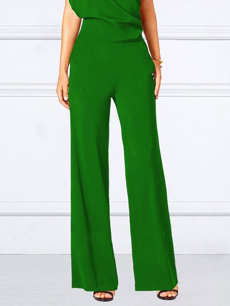 Regular Fit Urban Plain Fashion Pants, Pants, color:Green|size:XS, Stylewe