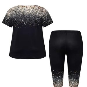 Casual Ombre Crew Neck Regular Fit Two-Piece Set, Suit Set, color:Black|size:4XL, JustFashionNow