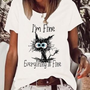 Loose Crew Neck Cartoon Short Sleeve T-Shirt, T-shirts, color:White|size:XXL, catalog Noracora shop