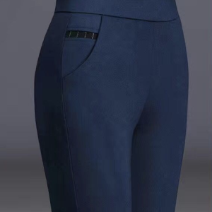Casual Plain Natural Ankle Pants Pocket Stitching Slim Fit Pants, Pants, color:Blue|size:5XL, Noracora