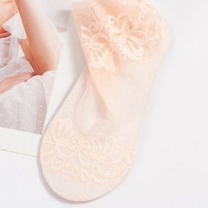 Elegant Breathable Floral Mesh Ankle Socks, Socks, color:Pink|size:One-size, JustFashionNow