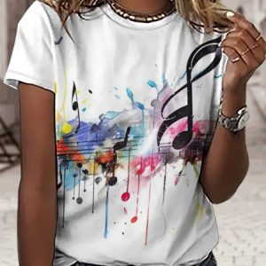 Women's Color Pentatonic notes Simple Crew Neck T-Shirt, T-shirts, Lilicloth.com