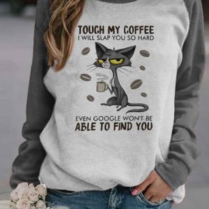 JFN Crew Neck Letter Cat Print Long Sleeve Casual Sweatshirt, Sweatshirts & Hoodies, color:Gray|size:XXL, JustFashionNow