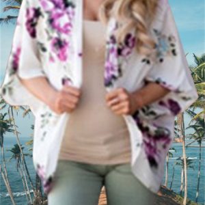 Printing Wrap Raglan Sleeves Vacation Kimono, Cardigans, color:Color15|size:XXL, JustFashionNow