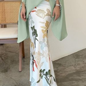 Stylewe Elegant Regular Fit Floral Print  Skirt, Skirts, color:White|size:XS, Stylewe