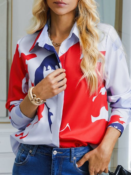 Lightweight Urban Shirt Collar Loose Shirt Collar Long sleeve Blouse, Blouses and Shirts, color:As Picture|size:XXL, Stylewe