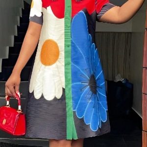 Plus Size Vacation Loose Floral Shirt Dress, Plus Dresses, color:As Picture|size:4X, Stylewe