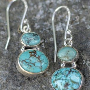 Vintage Simple Turquoise Earrings, Earrings, color:Silver|size:One-size, JustFashionNow