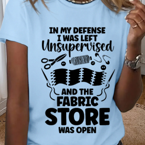 WomenвЂs Funny Sewing Crew Neck Text Letters Simple T-Shirt, T-shirts, Lilicloth.com