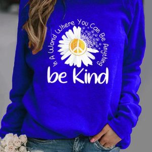 Casual Crew Neck Text Letters Sweatshirt, Hoodies & Sweatshirts, color:Blue|size:3XL, Noracora
