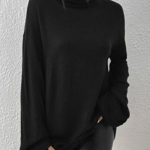 Regular Fit Plain Wool/Knitting Casual Sweater, Sweaters, color:Black|size:XXL, JustFashionNow