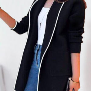 Casual Color Block Loose Cross Neck Kimono, Cardigans, color:Black|size:XXL, JustFashionNow