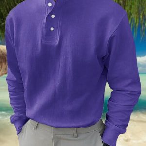 Casual Loose Plain Polo Shirt, Polos, color:Purple|size:5XL, JustFashionNow