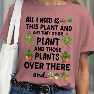 Lilicloth X Manikvskhan Gift For Plant Lover All I Need Is This Plant And That Other Plant Womens T-Shirt, color:Pink|size:3XL, Lilicloth.com