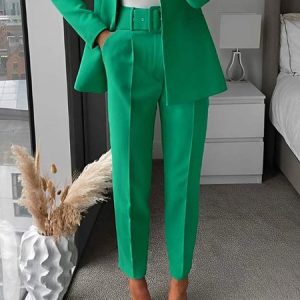 Plain Regular Fit Urban Fashion Pants, Pants, color:Green|size:XXL, Stylewe