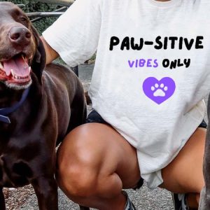 Lilicloth X Funnpaw X Kat8lyst Paw-sitive Vibes Only Women's T-Shirt, color:White|size:3XL, Lilicloth.com