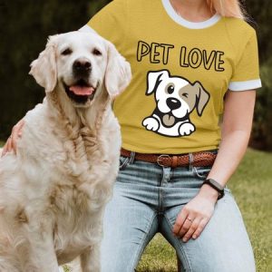 Lilicloth X Funnpaw X Rajib Sheikh Pet Love Women's T-Shirt, color:Yellow|size:3XL, Lilicloth.com