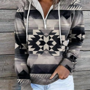 Casual Hooded Ethnic Hoodie, Hoodies & Sweatshirts, color:Black|size:5XL, Noracora