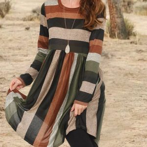 Loose Color Block Dress, Dresses, color:Multicolor|size:XXL, JustFashionNow