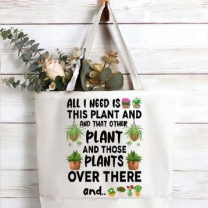 Lilicloth X Manikvskhan Gift For Plant Lover All I Need Is This Plant And That Other Plant Shopping Tote, color:White|size:One-size, Lilicloth.com