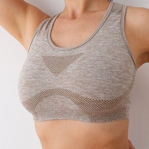 Women's Breathable Seamless Athletic Bra, Bra & Bra Sets, color:Khaki|size:XL, JustFashionNow