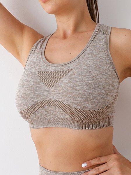Women's Breathable Seamless Athletic Bra, Bra & Bra Sets, color:Khaki|size:XL, JustFashionNow