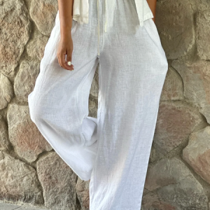 Loose Plain Casual Sweatpants & Joggers, Pants, color:White|size:XXL, JustFashionNow