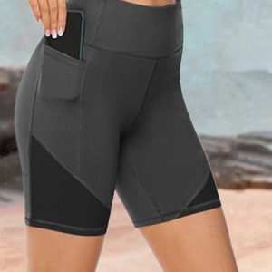 Sports Plain Pocket Stitching Bikini Bottom, swimwear>>Bikini Bottoms, color:Deep Gray|size:3XL, JustFashionNow