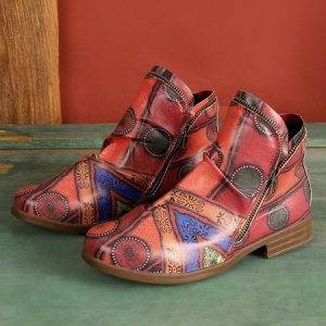 Ethnic Chunky Heel Zip Short Boots, Boots, color:As Picture|size:43, JustFashionNow