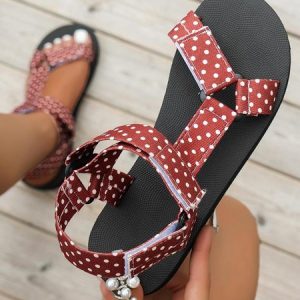 Women Ethnic Geometric Pattern Hook-and-loop Fastener Strappy Sandals, Sandals, color:Color6|size:43, JustFashionNow