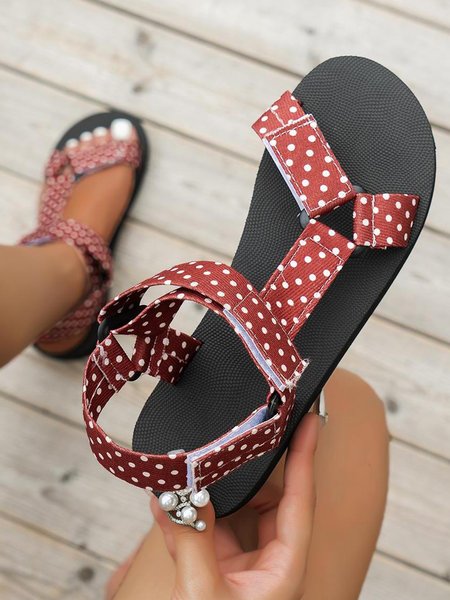 Women Ethnic Geometric Pattern Hook-and-loop Fastener Strappy Sandals, Sandals, color:Color6|size:43, JustFashionNow