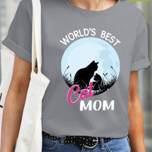 Waterproof, Oilproof And Stainproof Fabric Crew Neck Cat Casual T-Shirt, color:Light Gray|size:3XL, Lilicloth.com