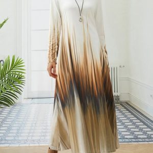 Regular Fit Ombre Cotton-Blend Dress, Dresses, color:Multicolor|size:XXL, JustFashionNow