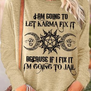 Women's Funny I'm Going Witches Long Sleeve Top, color:Apricot|size:3XL, Lilicloth.com