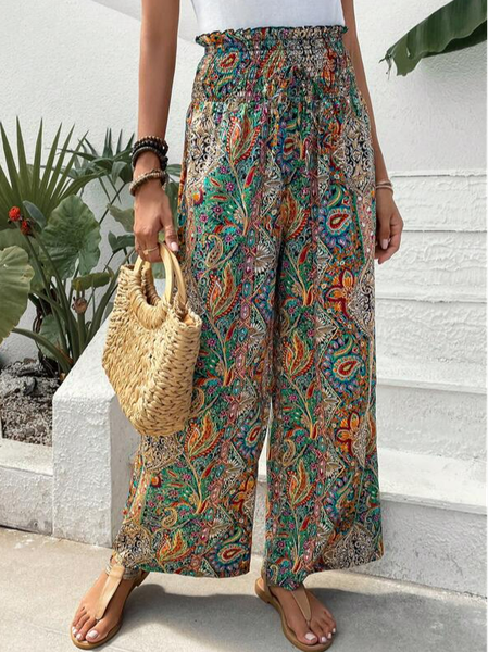 Loose Casual Paisley Pants, Pants, color:Rust|size:XXL, JustFashionNow