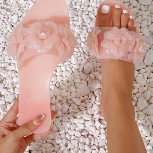 Three-dimensional Flowers Waterproof Holiday Slippers, Slippers, color:Pink|size:41, JustFashionNow