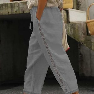 Plus Size Plain Casual Loose Pants, BOTTOM, color:Gray|size:4X, Noracora