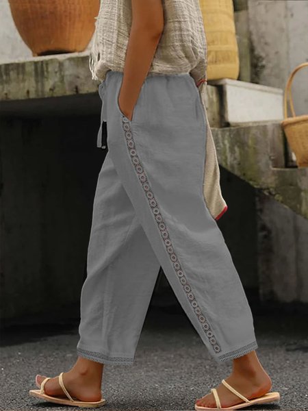 Plus Size Plain Casual Loose Pants, Pants, color:Gray|size:4X, JustFashionNow