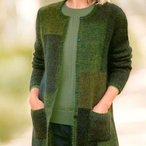 Wool/Knitting Vintage Sweater Coat, Sweaters, color:Green|size:XXL, JustFashionNow