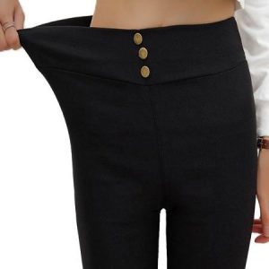 JFN Casual Plain Autumn Natural Tight Long Medium Elastic Leggings, Leggings, color:Black|size:XXL, JustFashionNow