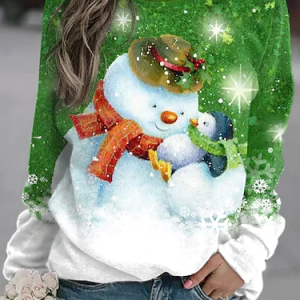 Christmas Casual Crew Neck Sweatshirt, Sweatshirts & Hoodies, color:Green|size:XXL, JustFashionNow