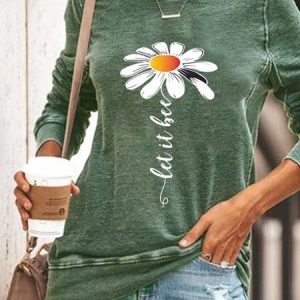 Loose Casual Floral Sweatshirt, Sweatshirts & Hoodies, color:Green|size:3XL, JustFashionNow