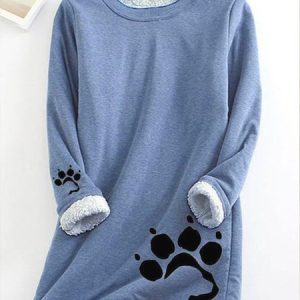 Cotton-Blend Loose Sweatshirt, Hoodies & Sweatshirts, color:Light Blue|size:XXL, Noracora