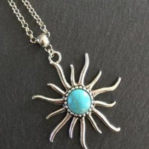Boho Sun Pendant Necklace, Necklaces, color:Silver|size:One-size, JustFashionNow
