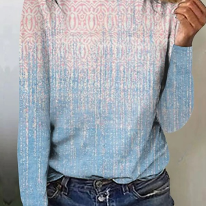 Casual Ethnic Crew Neck Top, T-Shirts, color:Multicolor|size:XXL, JustFashionNow