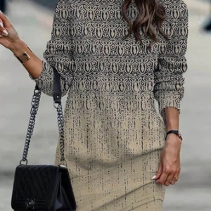 Casual Stand Collar Ethnic Dress, Dresses, color:Khaki|size:XXL, JustFashionNow